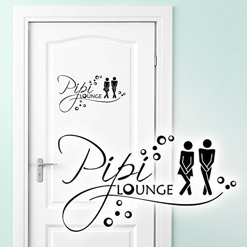 Grandora Wandtattoo WC Türaufkleber PIPI Lounge + Piktogramm Mann Frau I Mittelgrau (BxH) 26 x 14 cm I Bad Sticker Aufkleber Wandaufkleber Wandsticker W3004