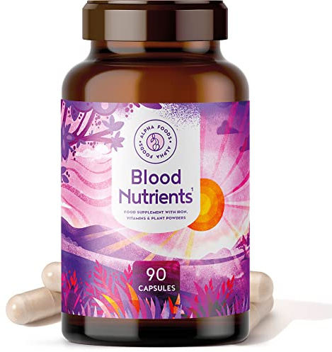Blutnährstoffe - Gesundes Blut, Mit Eisen, Vitamin B6 und B12, Folate, Vitamin C, Himbeeren, Goji und Açai - 90 Kapseln