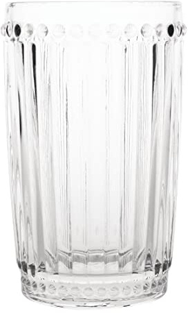Olympia Baroque Hi Ball Glasses 395ml Glasswasher Safe, Clear (6 Pack) | Retro ribbed design brings speakeasy charm to bars, with heavy construction for serving juice, cocktails or sodas.