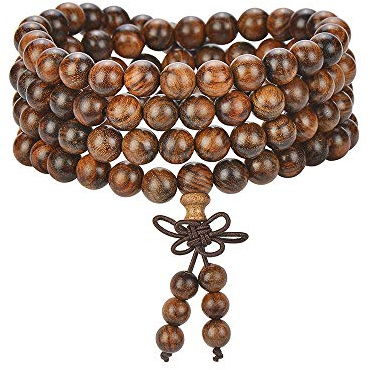 anzhongli Mala Beads Bracelet 108 8mm Beaded Bracelet Sandalwood Elastic