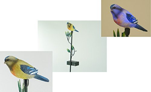 Dapo 3 x Gartenstecker Gartenfigur Vogel Gartendekoration Blumentopfdekoration Blumentopfdekoration Teichdekoration Pool Terrasse Garten-Treppen Hauseingang (blau-grau-gelb)