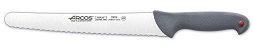 Arcos Serie Colour Prof - Caja 6 uds Cuchillo Pastelero - Hoja Serrada de Acero Inoxidable NITRUM de 250 mm - Mango de Polipropileno recubierto de Elastómero Color gris (6 UDS)
