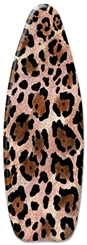 ZJBKX Bügelbrettbezug Scorch Resistant Coating, Bügelbrettbezug 5mm mit extra Dicker Polsterung, mit 4 Clips, Leopard 150x50