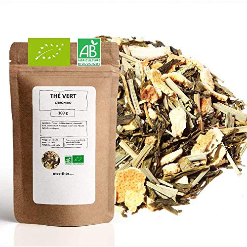 Thé Vert bio Citron - 100g (40 tasses) - Thé en vrac 100% agriculture biologique - Mes-Thés