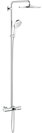 GROHE Rainshower Smartactive 310 - Duschsystem mit Thermostatbatterie (Wandmontage, Sicherheitssperre bei 38°C, Verbrühungsschutz, Schnellbefestigungssystem), chrom, 26657000