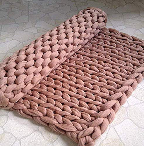 Blanket, grovstickad filt, grov stickad filt, merinoull, garn, stickad, yogamatta, matta, superstor tjock stickad filt, husdjurssäng, stol, soffa, brun, 80 x 100 cm