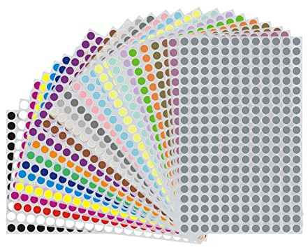 6160 Stück Farbige Punkte, 10 mm Runde Punkt-Aufkleber, Farbkodierung-Etiketten für Home Office Supplies - 22 Farben