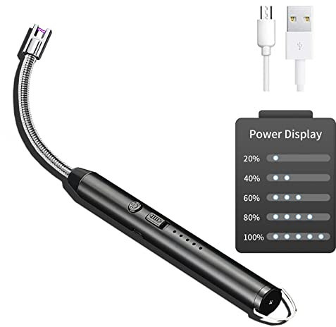Newaner Encendedor Electrico Cocina Arco USB Recargable Largo Antiviento 360 Flexible Mecheros de Gas Velas Aromáticas Chimenea Barbacoa(Negro)