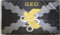 Bandera del GEO de la Policia Nacional con el aspa de borgoña de fondo. Bandera del Grupo Especial de Operaciones del Cuerpo Nacional de Policia. 150x50cm. Orificios para mastil.