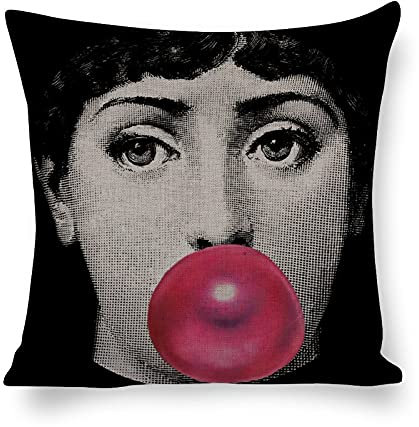 Rotooy Lina Cavalieri Kissenbezug aus Baumwollleinen, Dekoratives Kissen, Personalisierbares Auge, 45 x 45 cm (A24)
