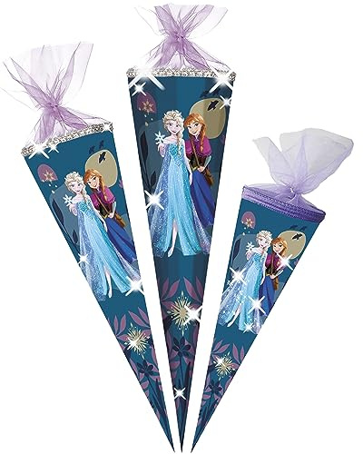 alles-meine.de GmbH mit Glitzer Steinen ! Schultüte - - die Eiskönigin/Frozen 70-85 cm Größe wählbar Zuckertüte - Tüllabschluß/Filzabschluß - eckig/rund - Mädchen..