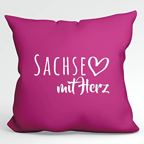 Huuraa Couchkissen Sachse mit Herz Geschenk 40x40cm mit Füllung Fuchsia Baumwolle Sachse Souvenir