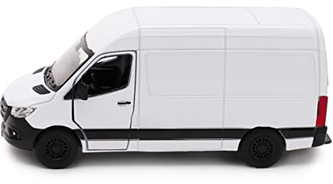 Toyland® 12 cm Pull Back & Go Die Cast Bianco Sprinter Van con porte apri e chiudi - Veicoli giocattolo - Scala 1:48
