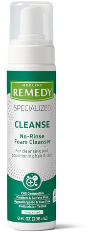 Medline Remedy Specialized No-Rinse Foam Cleanser, Gentle Skincare Solution, 8 oz. Bottle