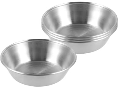 Sicheii Stainless Steel Dipping Sauce Dish, Individual Sauce Bowls Saucers, Small Metal Ramekins, Little Seasoning Bowls, Soy Sauce Dishes for Sushi Salad Dressing Side Dish, 4 Pack 5.3oz