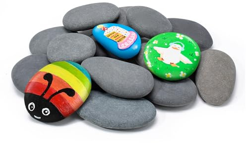 Simetufy 15 Pcs Rocks for Painting, River Rocks to Paint, 2-3 Flat Painting Rocks, Smooth Rocks for Crafts, Natural Stones for DIY, Kindness Rocks Garden Decoration | Natural Stones for DIY, Kindness Rocks Garden Decoration