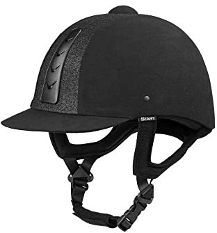 Start Sport+ Reithelm Kinder Mädchen, Reithelme für Kinder, Reitkappe Mädchen, Reiterhelm Damen, Reitkappe mit Be- und Entlüftungssystem, Pferde Helm für Kinder (Schwarz/Glänzend/Lack, M)