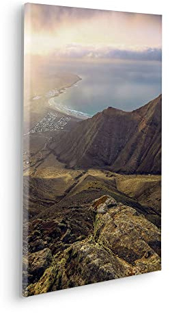 Komar Keilrahmenbild im Echtholzrahmen - Cliffs of Famara - Größe 40 x 60 cm - Bild, Leinwandbild, Landschaftsmotiv, Wohnzimmer, Schlafzimmer