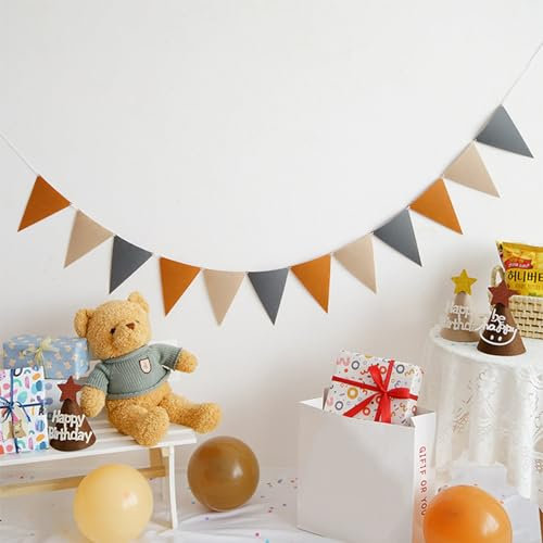 Moguri® 2 banderines para exteriores, 2,5 m, tela de fieltro, decoración colorida para cumpleaños, bodas, fiestas de Navidad, color marrón
