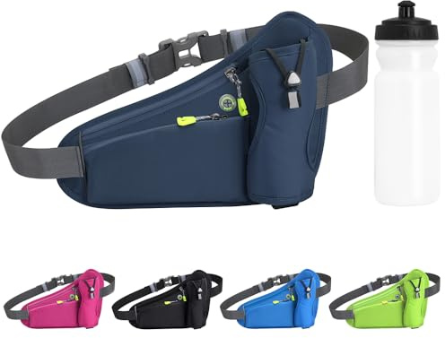 Tyuodna Laufgürtel Handy,Gürteltasche mit Flaschenhalter,Running Belt,Bauchtasche für Trinkflasche,Verstellbar Hüfttasche Damen und Herren,Trinkgürtel für Jogging (Grau+600ml Wasserkocher)