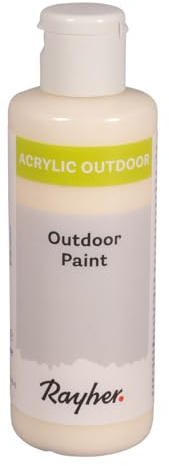 Rayher Outdoor Paint Acrylfarbe, elfenbein, Flasche 80 ml, auf Wasserbasis, hochpigmentierte Acrylfarbe, ideal für den Außenbereich, wetterfest, lichtecht, witterungsbeständig, 35070104