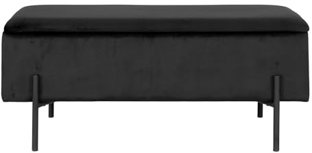 möbelando Truhenbank >Watford< in Schwarz, Stoff - 95x46x36,5cm (BxHxT)