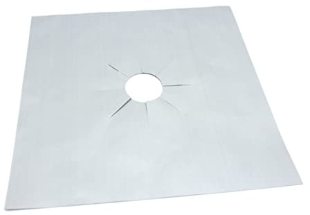 Gaskochfeld Auskleidung 27x27cm Ptfe Kunstharz Silber 1 Stück | Wiederverwendbar, Schwere Ausführung, Schutz vor Offener Flamme, Einfache Reinigung