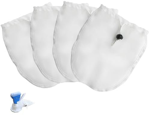 Lot de 4 Sacs de Collecte de Rechange en Filet,Sacs d'aspirateur pour Sol,Sac en Filet,avec Cordon de Serrage et Fermeture pour Le Nettoyage des Feuilles de Piscine(100micron)