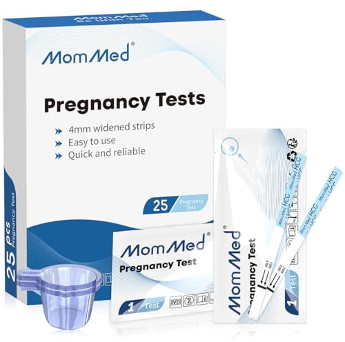 MomMed Test di Gravidanza (HCG25), 25 X Test di Gravidanza con 25 X Urina, Risultati Rapidi e Precisi di 25 mUI/ml, Test di Gravidanza Precoce a Casa