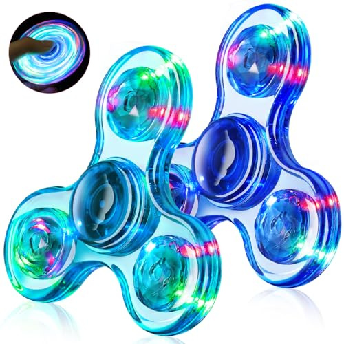 Gigilli Fidget Spinners 2 Pack, LED Illumina Fidget Giocattoli per Bambini, Bomboniere Della Festa Glow nel buio Fidget Giocattoli, Compleanno Classroom Prizes per Bambini(Blu scuro e blu)