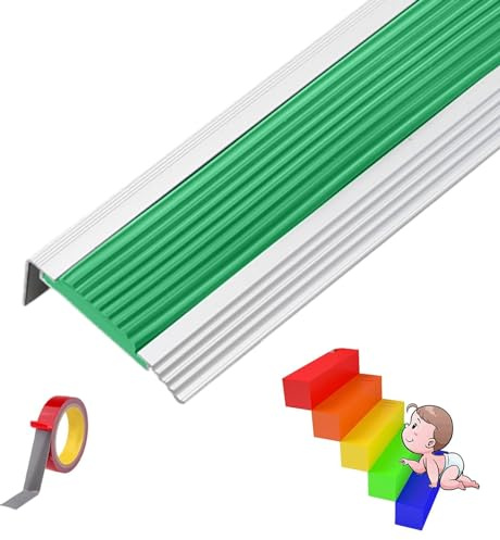 Forme En L Profil Des Bords Marches Antidérapant Bande De Bordure，Nez De Marche Profilé D'escalier, Nez De Marche Antidérapeant, Pour Les Bords D'escalier Extérieurs Ou Intérieurs(Color:Green,Size:W 5