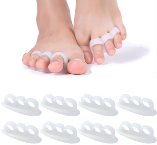 4 Pares Separadores de Dedos de los Pies, Corrector de Dedos de Silicona 0% BPA, Protectores de Gel de Martillo, Enderezador de Dedos para Juanetes, Superpuestos Dedos