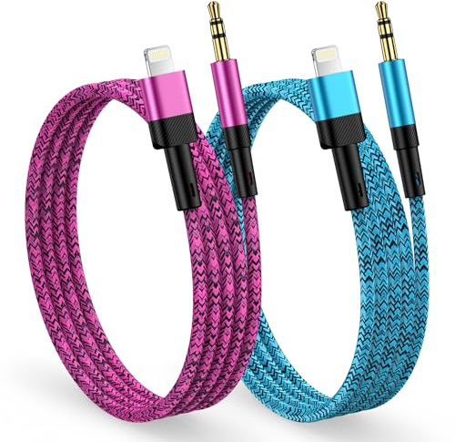 kigpozi 2 Pack Aux Cable for iPhone in Car,1M Lightning 3.5mm Jack Adapter | Aux to Lightning to 3.5mm Headphone Jack Adapter,Audio/Stereo/Headphones/Speaker,for iPhone 14/13/12/11/Pro Max/X/XR/XS/iPad