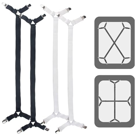AYNKH 4 Pièces Attache Drap Housse 70-280cm Tendeur Elastique Tendeur Drap Housse RéGlables pour Drap de Lit, Matelas, Planche à Repasser ou Canapé