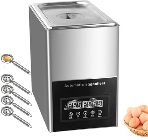 forplubossmmp Hervidor De Huevos Automático De Aguas Termales para Uso Comercial, 800 W, Máquina Eléctrica para Escalfar Huevos, 30~90 °C, Máquina para Cocinar Huevos De Acero Inoxidable