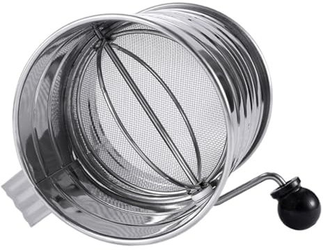 PAMINGONO Stainless Steel Flour Sieve Hand Crank Sifter Cup Fine Mesh Mesh Screen Baking Powder Sifter for Home and Professional Use