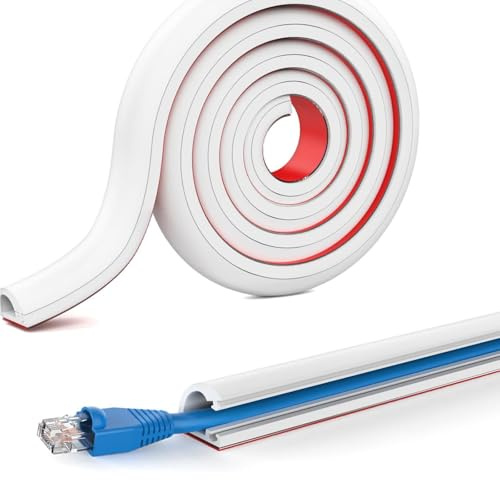 Mini Cable Covers for Wires Wall, 3 Meters PVC Wire Hider for Cables, Cable Trunking Self Adhesive White Trunking for Cables(15mm×10mm)