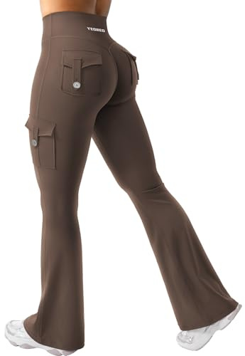 YEOREO CoreFlex Damen Invisible Scrunch Flare Leggings mit 4 Pockets | High Waist,Schlaghosen,Workout,Seamless,Push Up,Blickdicht,Yoga,Gym Legging,Butt,Sport