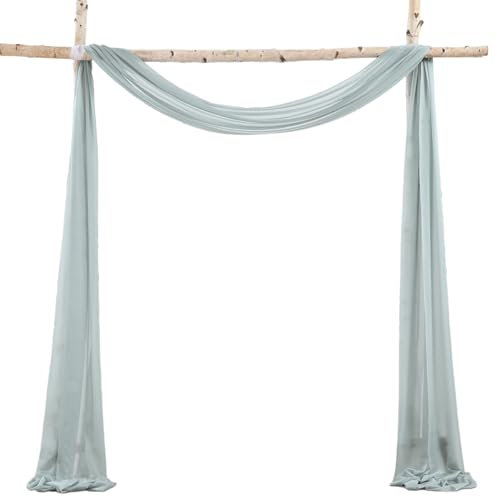 Blausky Hochzeit Vorhang Querbehang Freihanddeko,Kulissenvorhänge Chiffon Stoff Hochzeitsbogen Tüllstoff Bettvorhänge Gardinen Dekoration für Hochzeit Wohnzimmer Zeremonie,Grau,75x600cm