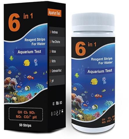 50 strisce reattive per acquario, per acqua dolce, qualità dell'acqua, kit di test facile e veloce per rilevare totale, durezza, carbonato PH acquario, cloro per pesci, acquari, stagni