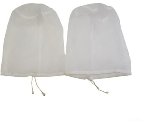 Jonikuper Juego de bolsas coladoras profesionales de malla de nailon para elaboración casera, cerveza, vino, frutos secos, leche, té, filtro de jugo con cordón, 20 x 30 cm, color blanco, paquete de 2