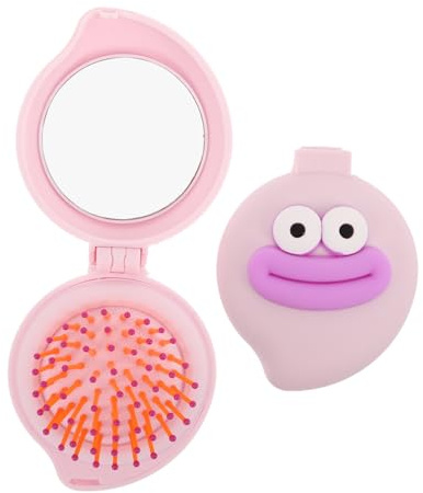 Vaguelly 2 Stück Taschen-haarbürste Mit Spiegel, Faltbar, Rund, Reise-haarbürste, Mini-haarkamm, Kompakte Reisegröße, Haarmassage-combo Für Frauen Und Mädchen, Rosa,