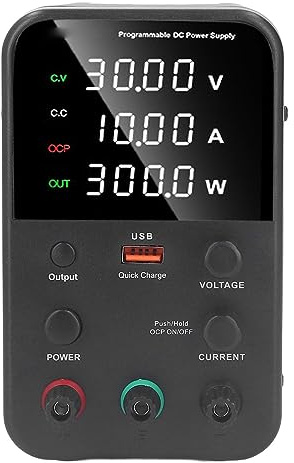 Naroote Variable de Fuente de Alimentación de CC Duración de Vida a Largo Plazo 0–30 V 0–10A 300W en Control de Temperatura Fanedura de Alimentación DC para Electrodomésticos (Enchufe de la UE AC230V)