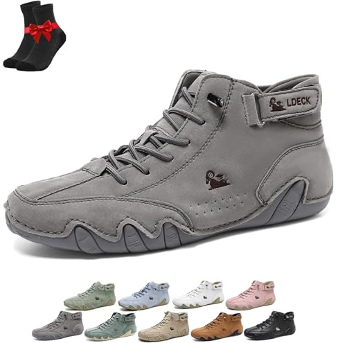 Alpacka Barfotaskor, Vattentäta Barfotaskor i Läder for Herr och Dam, Unisex Vandringskor for Friluftsliv(Grey,46 EU)