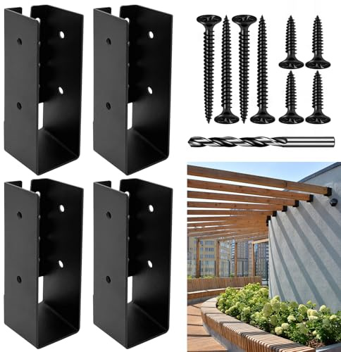 DEVALLEY Concealed Joist Hanger Brackets, Woodwork Concealed-Flange Hanger for 2 x 6”(Actual:1.5 x 5.5“) Lumber,U-Shaped Joist Steel Bracket for Wood Fence,Porch,Swing,Handrails(4Pack)