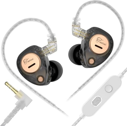 Yinyoo KZ Taurus Écouteurs Gaming filaires KZ IEM avec Microphone à condensateur Double Capsule de 6 mm pour Le Jeu Double Haut-Parleur Dynamique de 8 mm Câble détachable