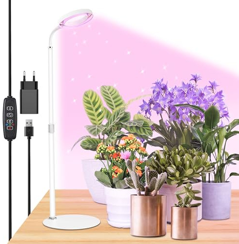 Hywyimlait Pflanzenlicht, LED-Pflanzenlicht für das Wachstum von Zimmerpflanzen, Vollspektrum-Wachstumslampe für den Schreibtisch mit automatischem Timer für 3/9/12 Stunden, höhenverstellbar 13-23,5