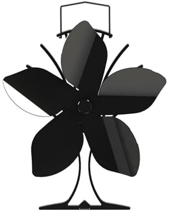 WAFOHSR 5 Propeller Heat-powered Fireplace Fan Saving Fuel Efficiently For Home Gas Pellet Log Wood Buring Stoves Black Easy To Use