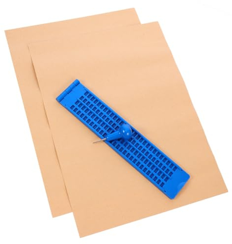 Tavoletta Braille Punteruolo, 27 Righe 30 Spazi in Plastica Blu | Fogli per Esercizi Inclusi, Portatile e Riutilizzabile, per Scrivere Braille Uso Quotidiano