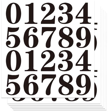 2 Inch Number Stickers, Black Self Adhesive Vinyl Numbers, 6 Sheets | Black waterproof number stickers for bins, mailboxes, lockers, signs, files and household or office organisation